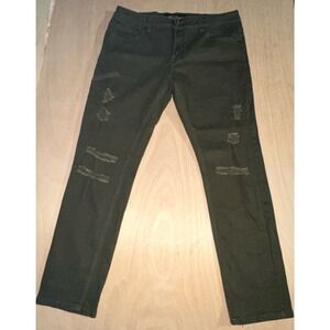 Copper Rivet Mens Jeans Size 34x30 Olive‎ Green Distressed Slim Straight Leg